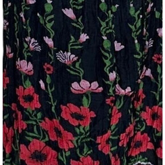 Sabina Musayev Black Pleated Gown SMALL Tiered Maxi Dress Floral Cut Out $430 - Picture 8 of 11